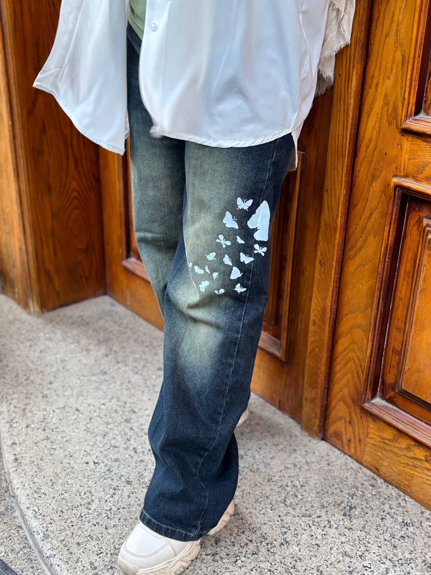 Printed Wide Leg Jeans (Customized)