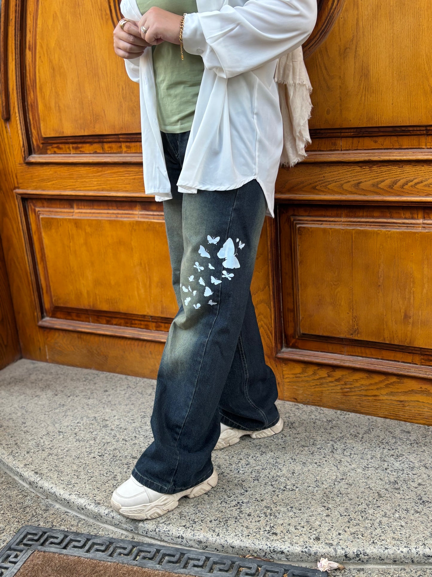 Printed Wide Leg Jeans (Customized)