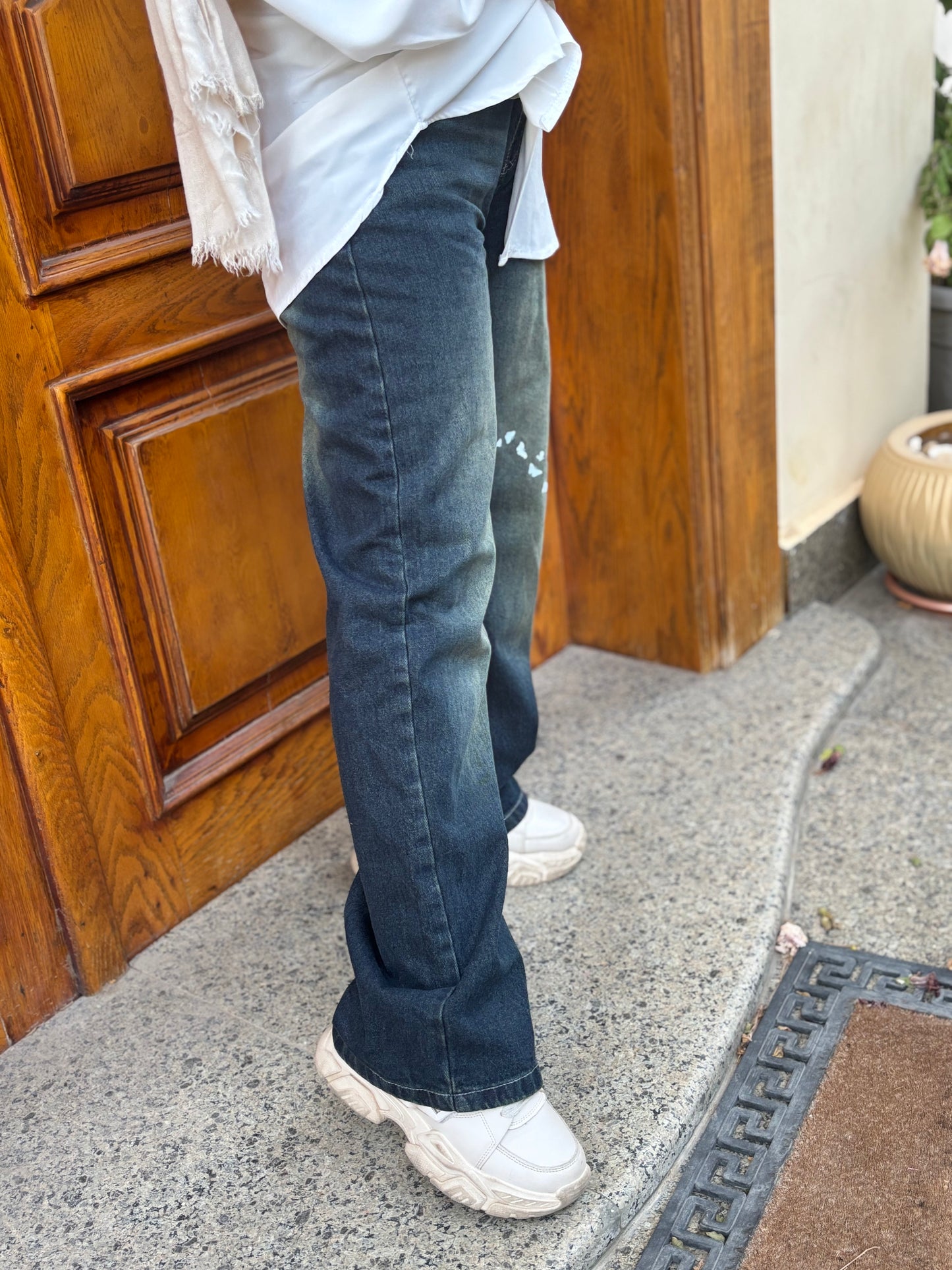 Printed Wide Leg Jeans (Customized)