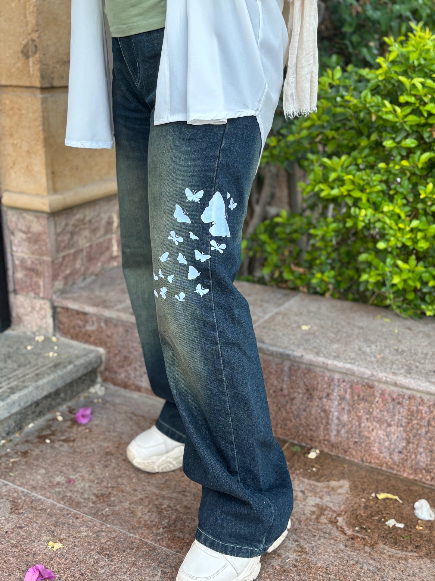 Printed Wide Leg Jeans (Customized)