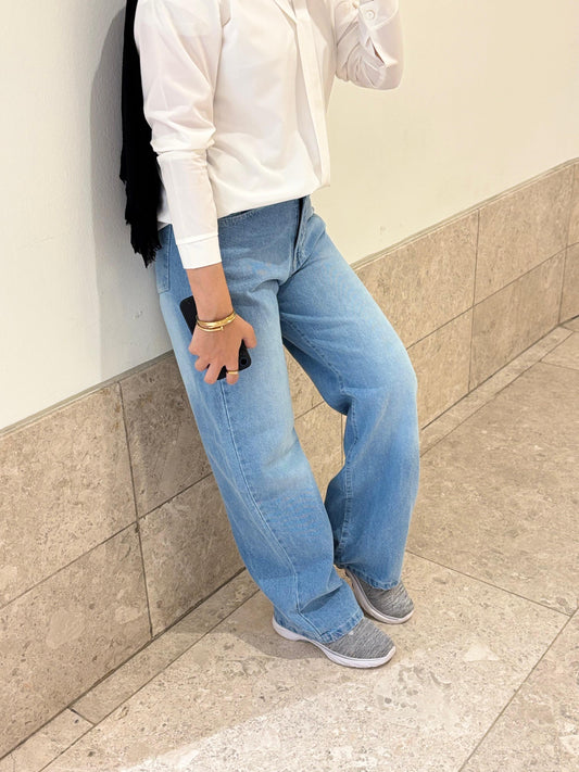 Wide Leg Jeans (Med Blue)